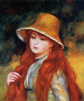 Pierre Auguste Renoir : Young Girl in a Straw Hat